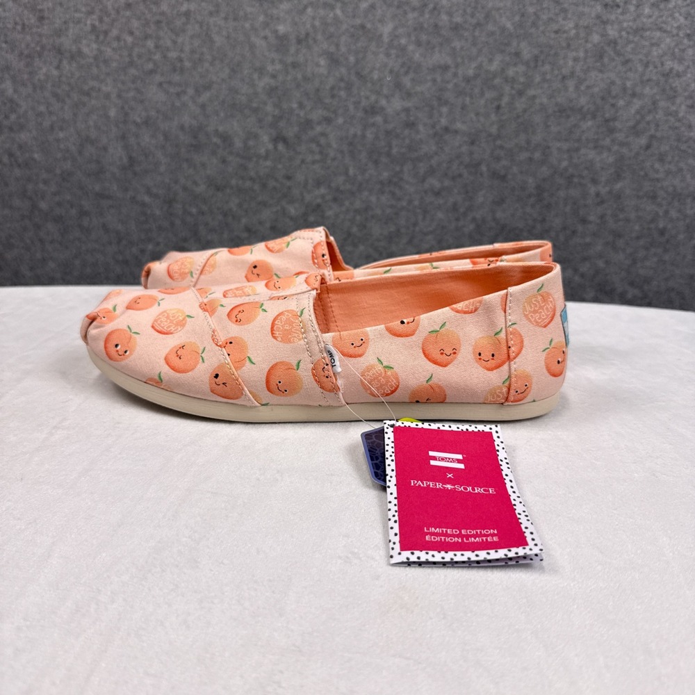 TOMS x Paper Source Alpargata Flats Size 9 Pink Pearl Just Peachy Canvas Shoes